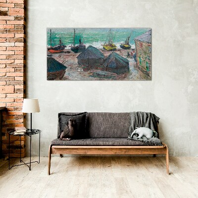 Obraz Szklany Łodzie na plaży Monet