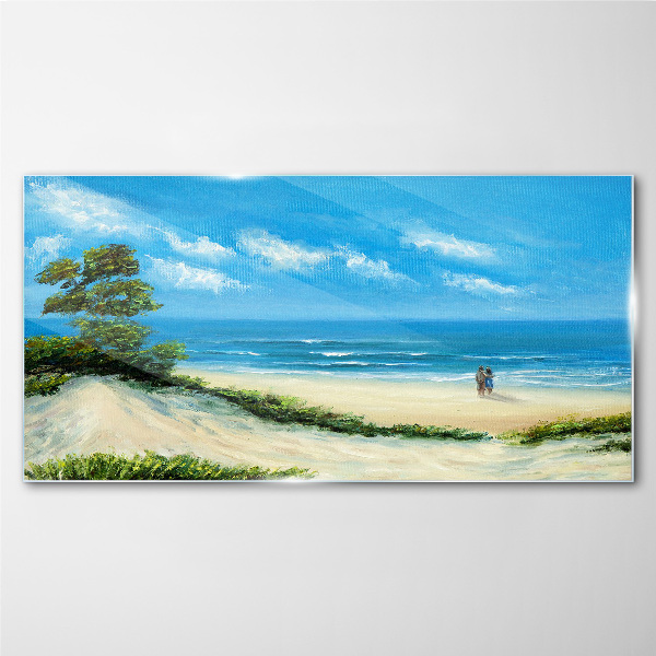 Obraz Szklany wybrzeże para plaża morze
