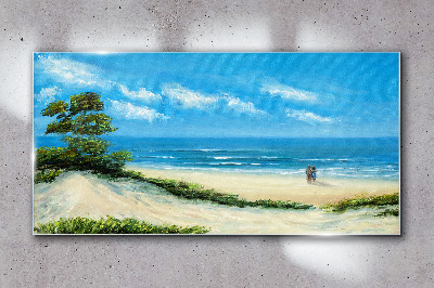 Obraz Szklany wybrzeże para plaża morze