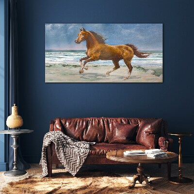 Obraz Szklany plaża wybrzeże koń morze fale