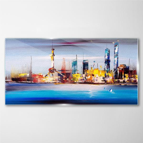 Obraz Szklany Abstrakcja Miasto Morze