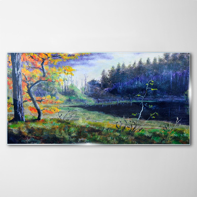 Obraz na Szkle Jesienna sceneria nad jeziorem