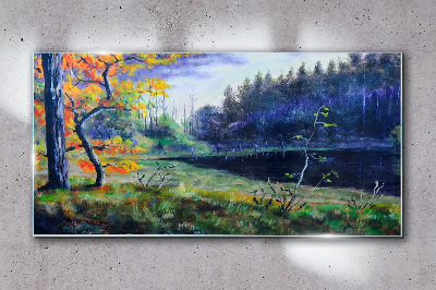 Obraz na Szkle Abstrakcja Drzewa Jezioro