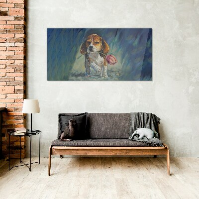 Obraz Szklany Abstrakcja Zwierzę Pies Kwiat