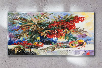 Obraz Szklany Abstrakcja Kwiaty Owoce