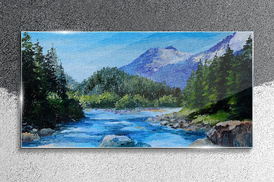 Obraz Szklany góry las rzeka przyroda