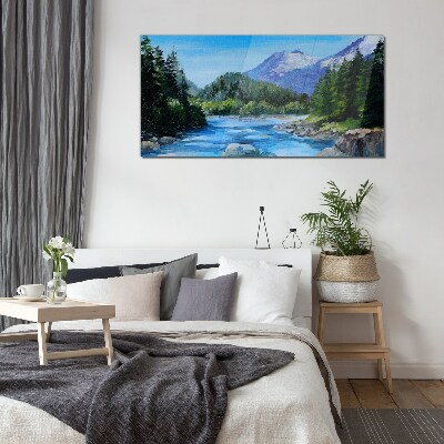 Obraz Szklany góry las rzeka przyroda