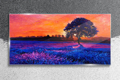 Obraz na Szkle kwiaty drzewo zachód słońca