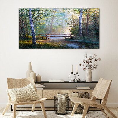 Obraz Szklany las rzeka most przyroda