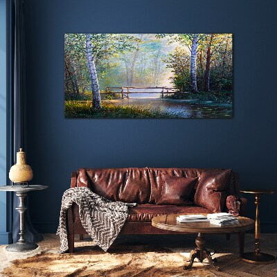 Obraz Szklany las rzeka most przyroda