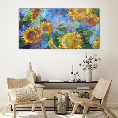 Obraz Szklany kwiaty słoneczniki