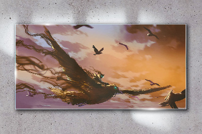 Obraz na Szkle abstrakcja fantasy ptaki
