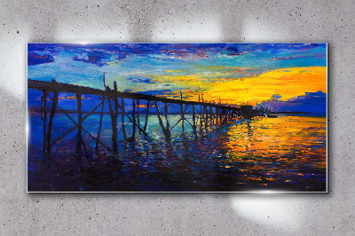 Obraz na Szkle Abstrakcja Molo Zachód słońca