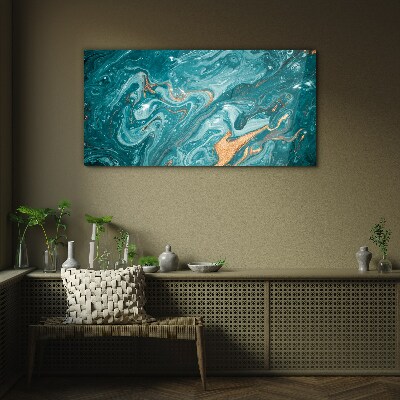 Obraz Szklany Oceaniczne fale z miedzianymi akcentami