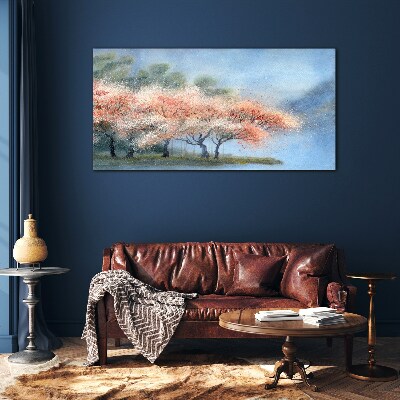Obraz Szklany drzewa kwiaty abstrakcja