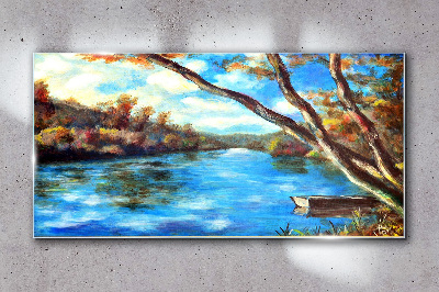 Obraz Szklany las rzeka chmury przyroda