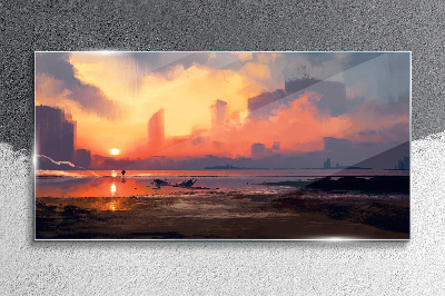 Obraz na Szkle Abstrakcja Mgła Zachód słońca