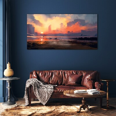Obraz na Szkle Abstrakcja Mgła Zachód słońca