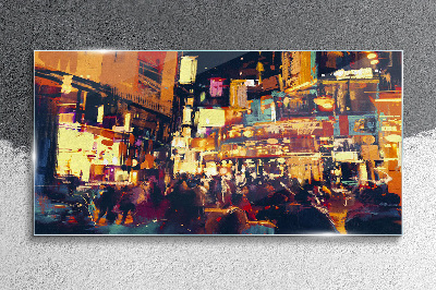 Obraz Szklany miasto noc światła