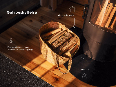 Podkładka pod kominek w kształcie ćwiartki wykonana z czarnej blachy