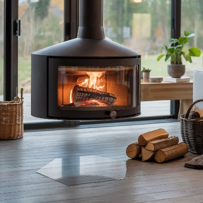 Szkło hartowane pod kominek sześciokątne transparentne