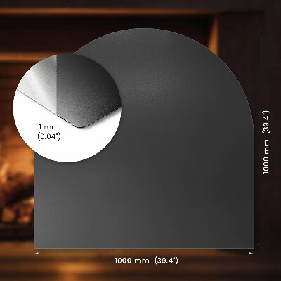 Podstawka pod kominek z półowalną czarną blachą