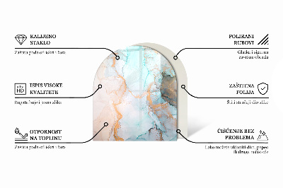 Panel kominkowy półowalny Marmurowy design w abstrakcyjnej formie