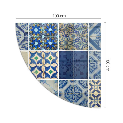 Szkło pod kominek ćwiartka Motyw płytek ceramicznych