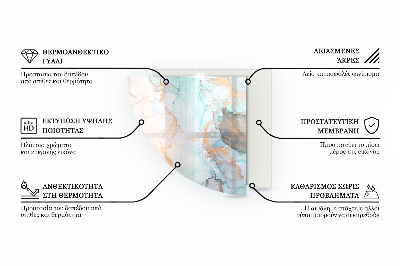 Szkło pod kominek ćwiartka Marmurowy design w abstrakcyjnej formie