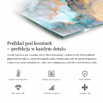 Szyba hartowana pod kominek Motyw kamienny w stylu organicznym
