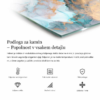 Szyba hartowana pod kominek Motyw kamienny w stylu organicznym