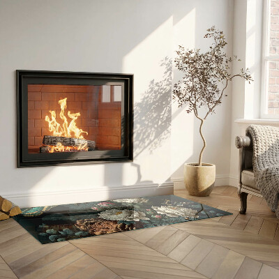 Szyba hartowana pod kominek Motyle na tle kwiatów