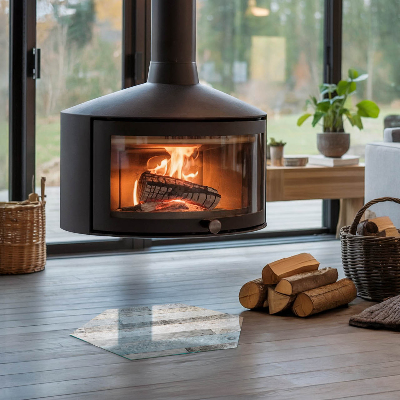 Szkło hartowane pod piec kominkowy Różnorodne barwy desek w stylu