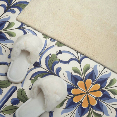 Płyta na ścianę Kwiatowy motyw w ceramicznym stylu