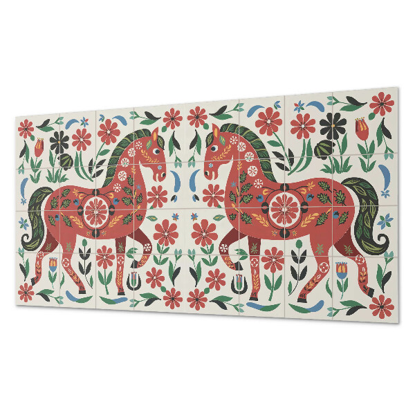 Panel winylowy Kwiatowy motyw z koniem