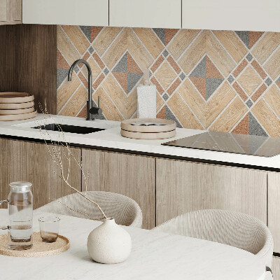 Panel ścienny Wzór geometryczny z naturalnym drewnem