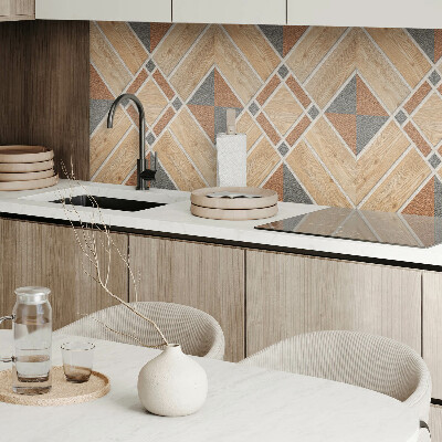 Panel ścienny Wzór geometryczny z naturalnym drewnem