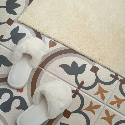 Panel winylowy Kwiatowy motyw w kratkę