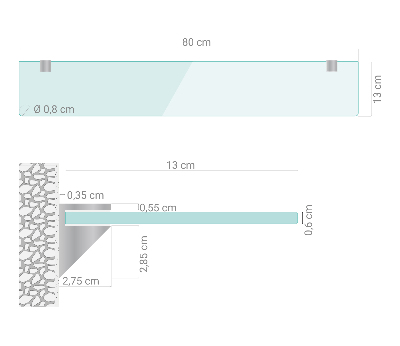 Szklana półka do łazienki wisząca transparentna