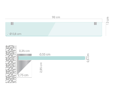 Szklana półka do łazienki wisząca transparentna