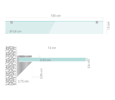 Szklana półka do łazienki wisząca transparentna