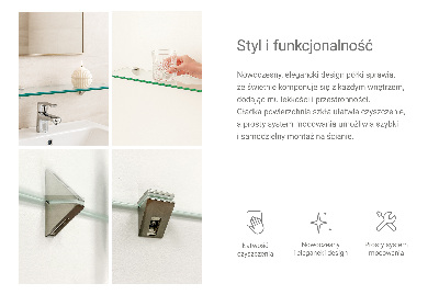 Szklana półka do łazienki wisząca transparentna