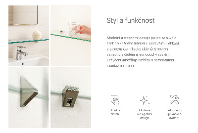 Szklana półka do łazienki wisząca transparentna