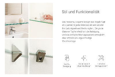 Szklana półka do łazienki wisząca transparentna