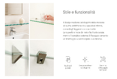 Szklana półka do łazienki wisząca transparentna