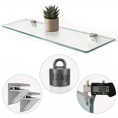 Szklana półka do łazienki wisząca transparentna