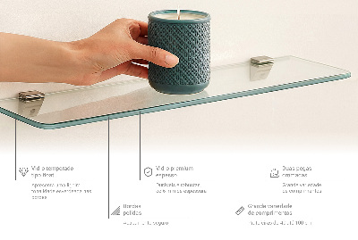 Szklana półka do łazienki wisząca transparentna