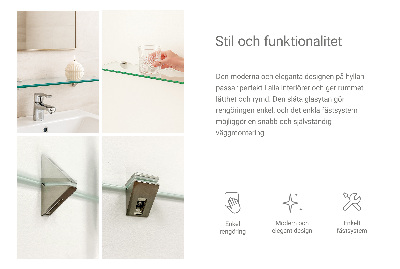 Szklana półka do łazienki wisząca