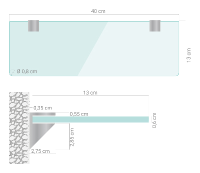 Szklana półka do łazienki wisząca transparentna