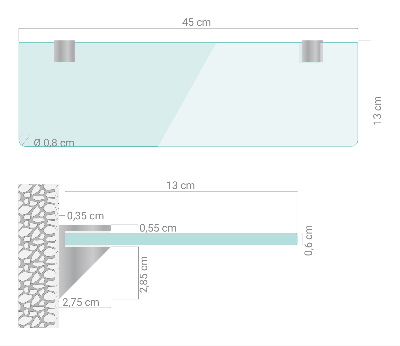 Szklana półka do łazienki wisząca transparentna
